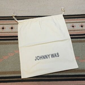 Johnny Was medium Off White drawstring dustbag logo on front
Garment bag